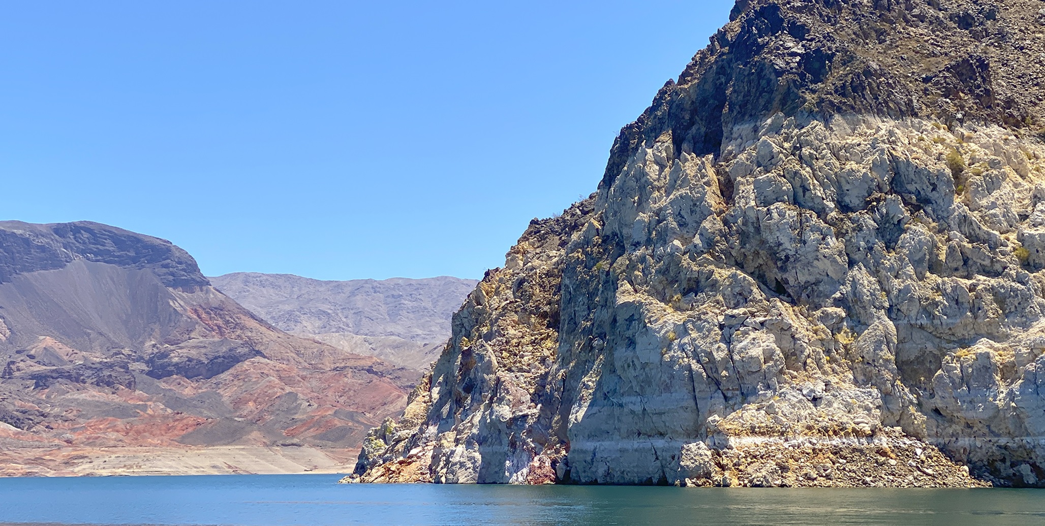 Delcining water level shown on Lake Mead