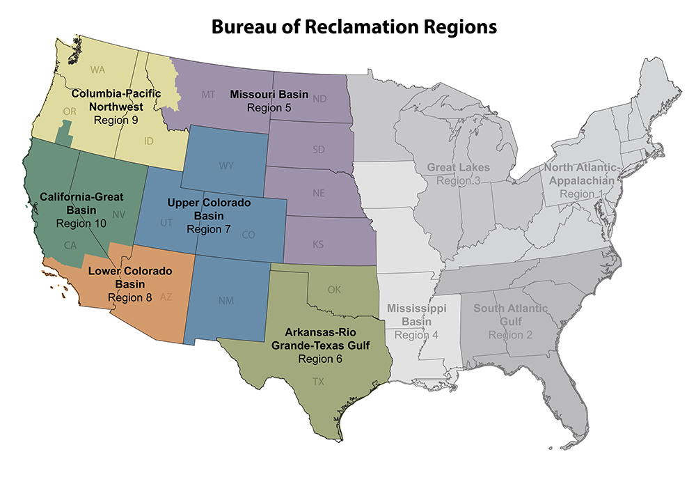 Map of Reclamation and Interior Regions