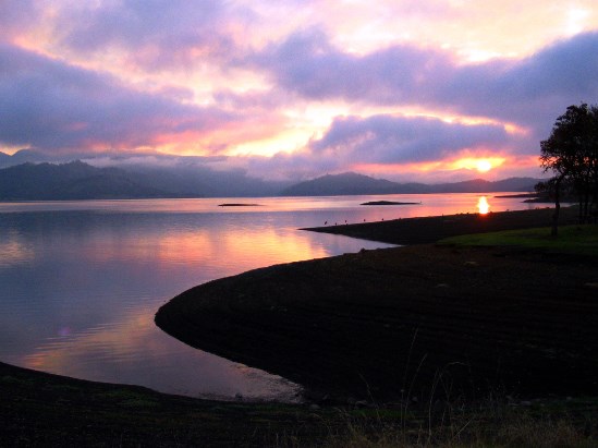 photograph of sunset at Berryessa; click for larger photo