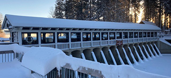 Lake Tahoe Dam in the winter