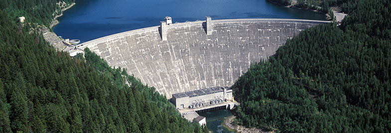 Aerial view of Hungry Horse Dam