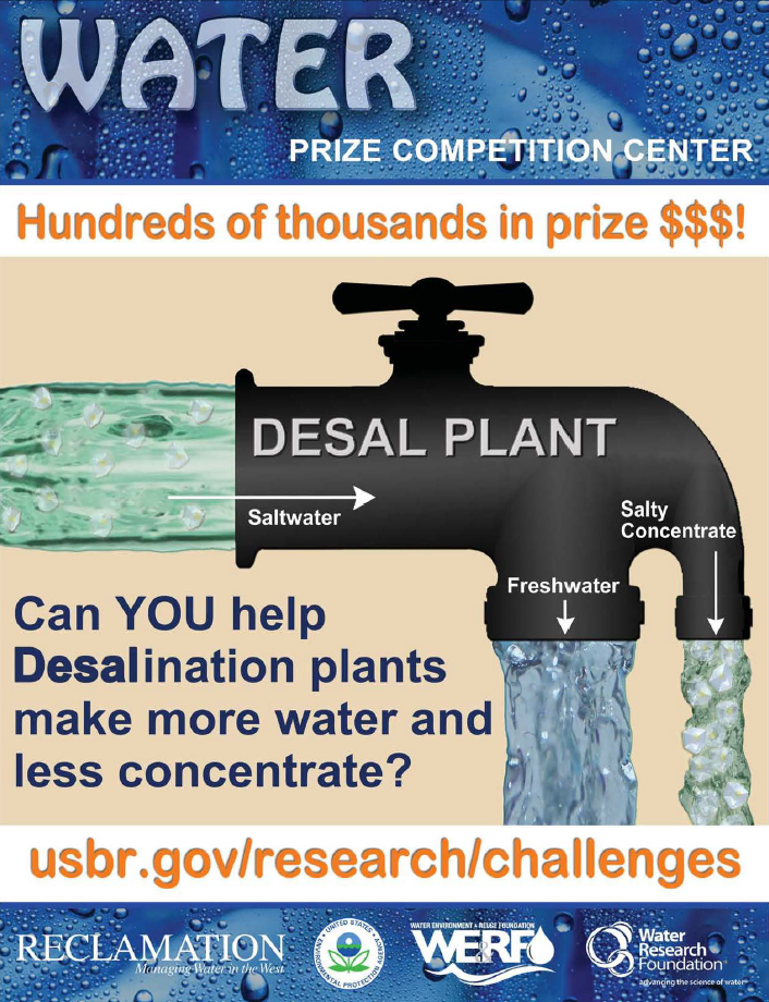 more water, less concentrate poster showing desalination process.