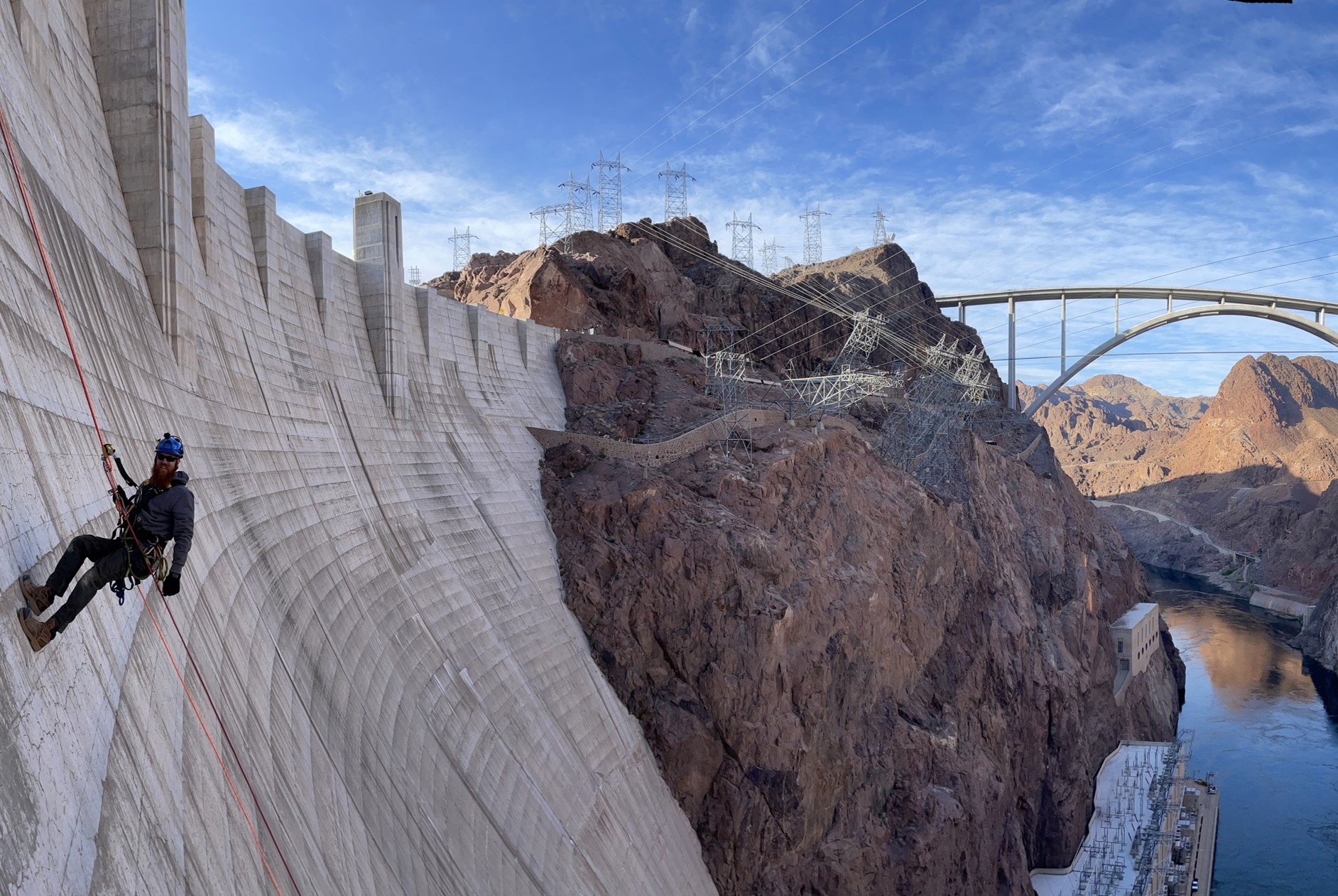 Photograph of Rope Access Team Scaling Hoover Dam