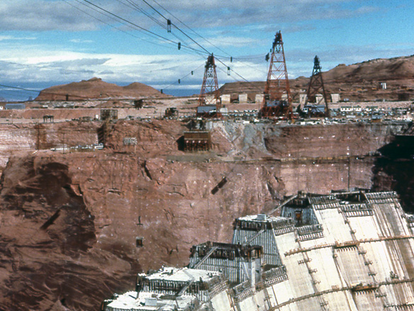 Glen Canyon Dam construction cableways - 1963
