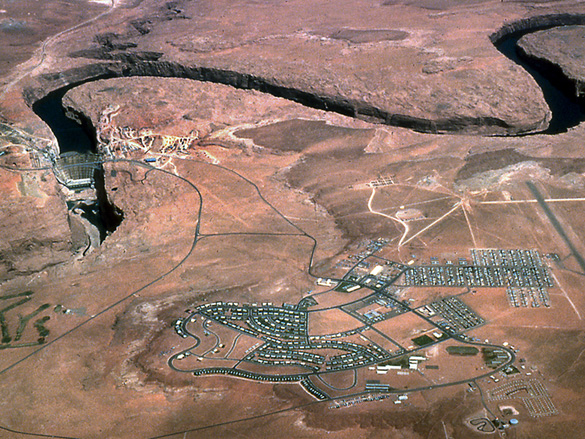 Aerial view of Page, Arizona - 1963
