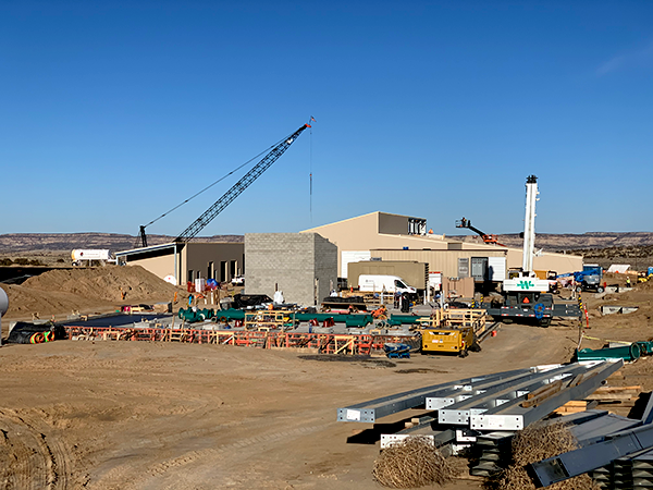 Looking east, Cutter Lateral Water Treatment Plant construction continues in early March 2020