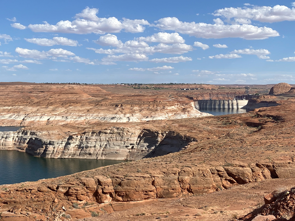 View of Glen Canyon Dam and Lake Powell